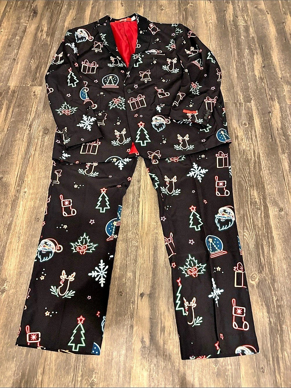 Shinesty The Naughty Neon Noel | Neon Lights Christmas Suit Size 52 pants size 4